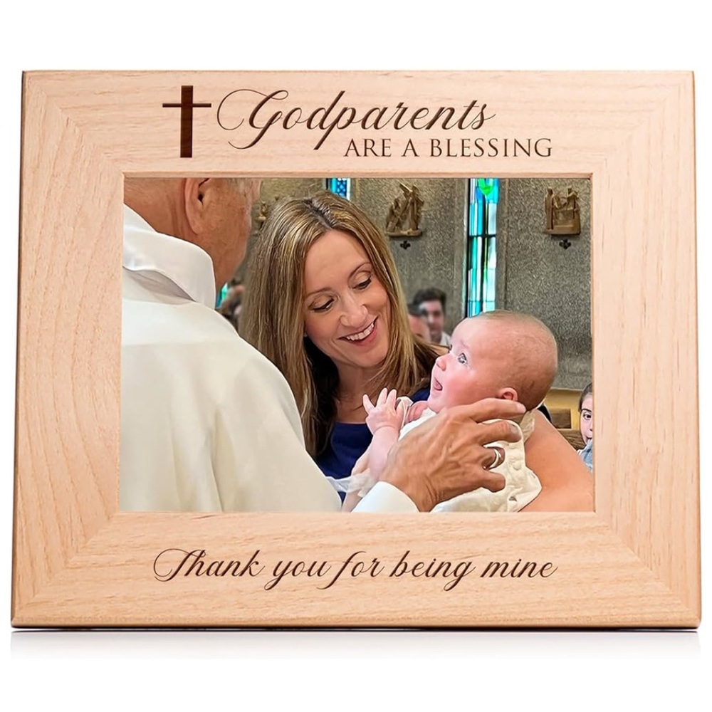 Elegant Wooden Godparent Picture Frame